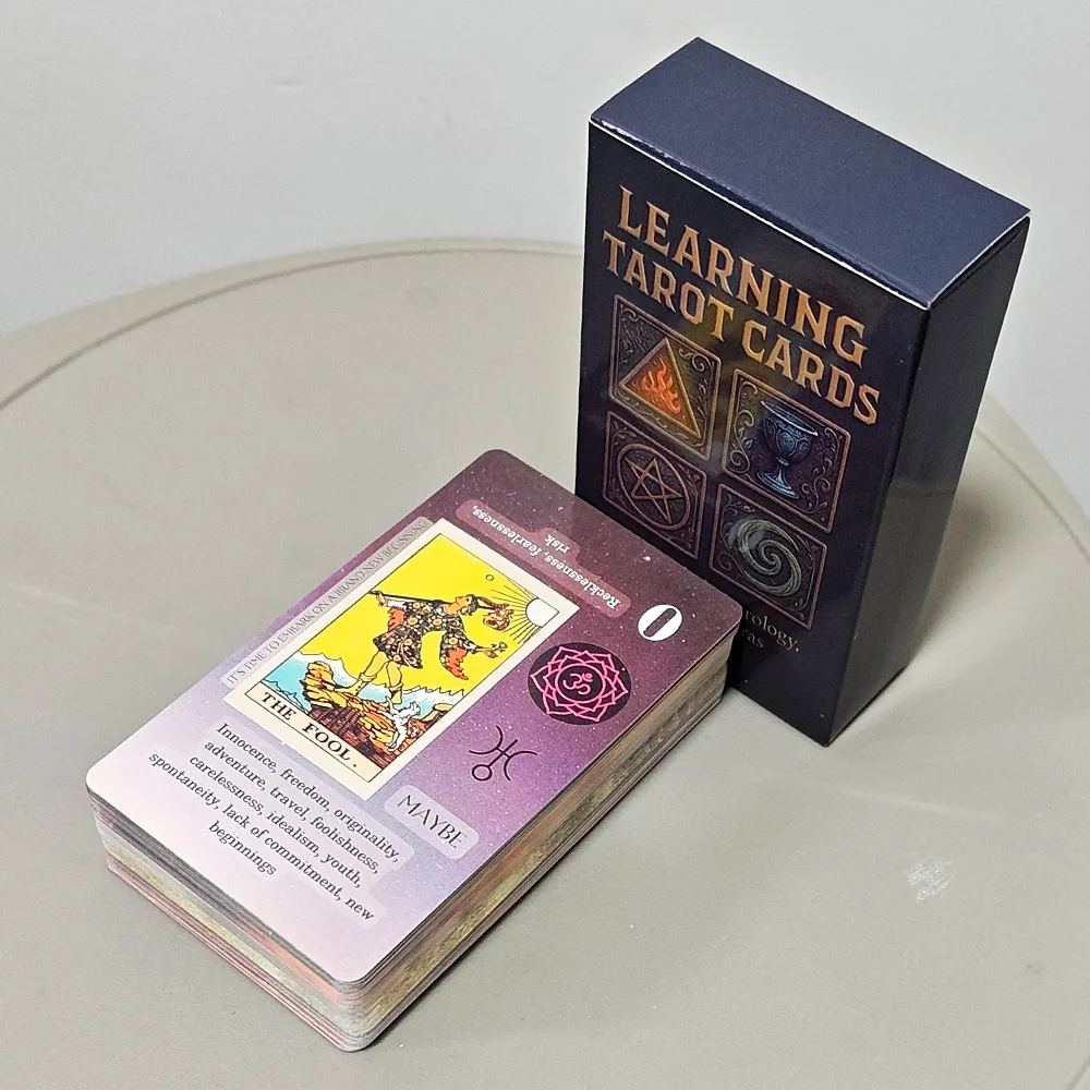 Cartas del Tarot para Aprender, 78 Piezas con Significados, Mazo de Tarot Rider Waite con Palabras Clave, Astrología, Zodiaco, Símbolos de Chakras 10.3*6cm