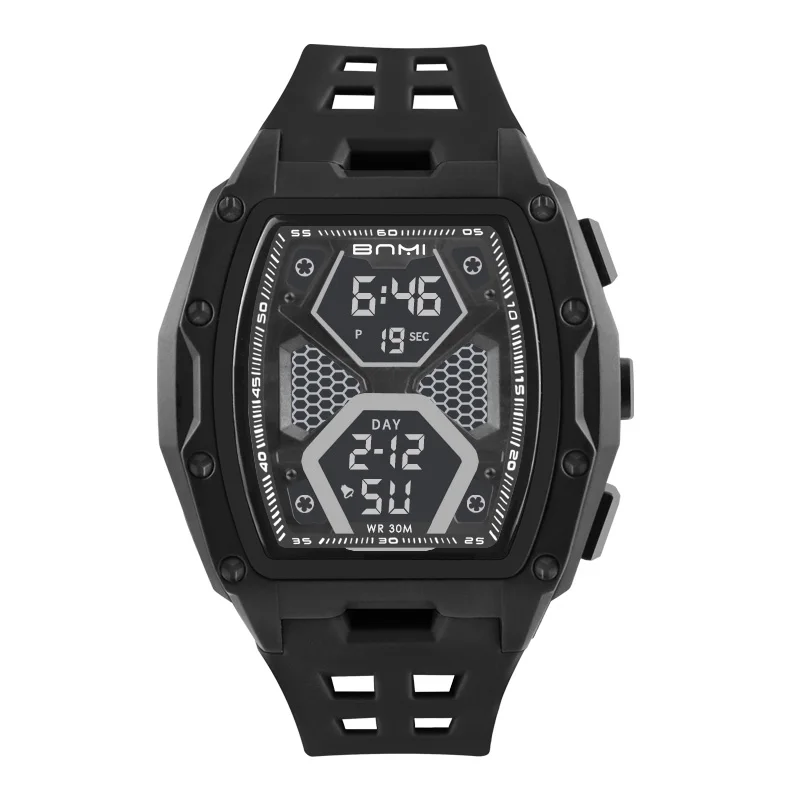 LED 디지털 시계 스포츠 남자 빛나는 군사 야외 방수 시계 소년 선물을위한 큰 다이얼 학생 전자 시계