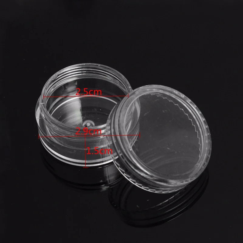 50pc/Lot 5g Sample Clear Cream Jar Mini Cosmetic Bottles Containers Transparent Pot For Nail Arts Small Clear Can Tin For Balm