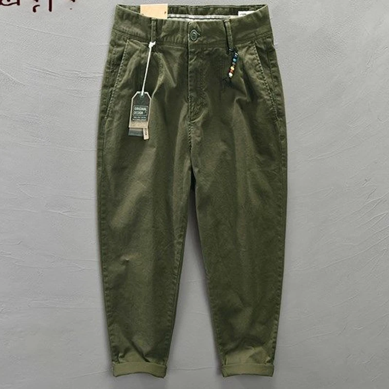 2023 Spring Japanese Style Fashion Men's Clothing Solid Color Button Zipper Bib Overall Loose Casual Vintage Ankle Length Pants