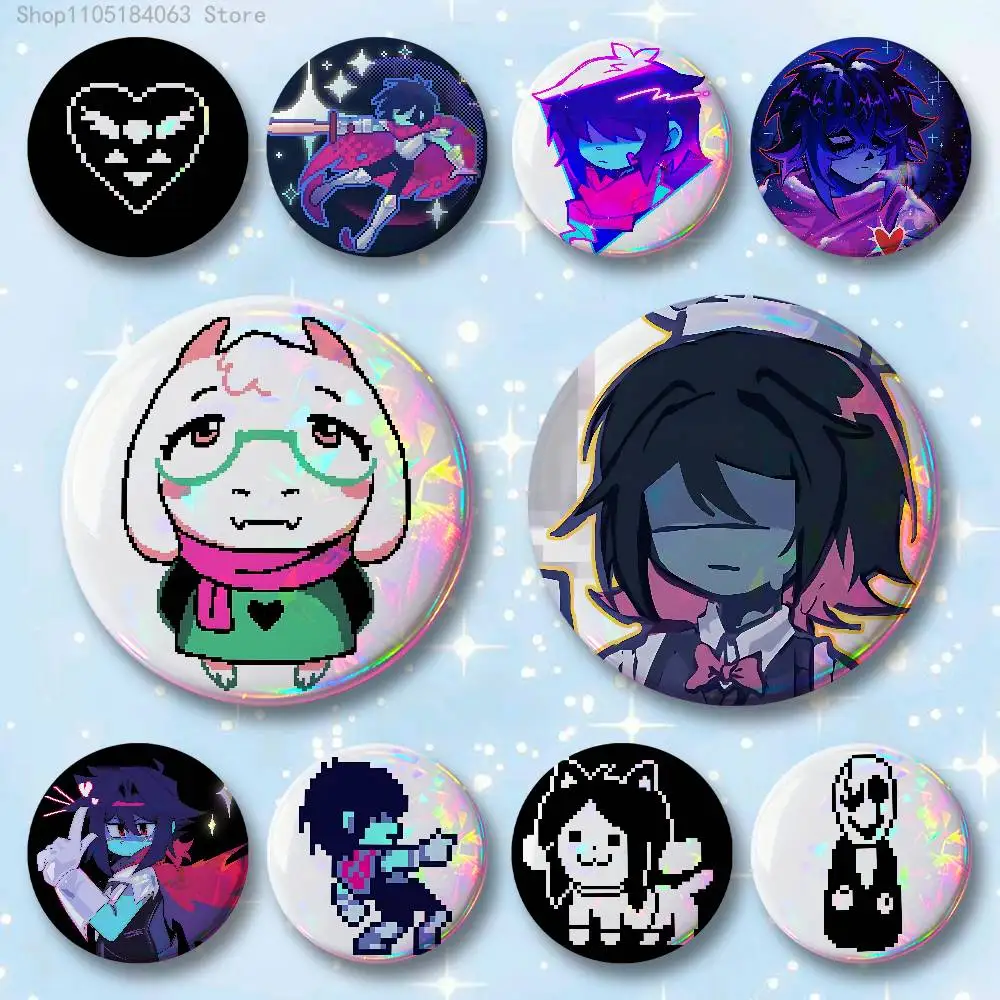 D-DeltaruneS Badges 25 32 44 58 75 mm Round Cosplay Pin Bag Decor Fans Collect Friends Gifts Brooch Souvenir