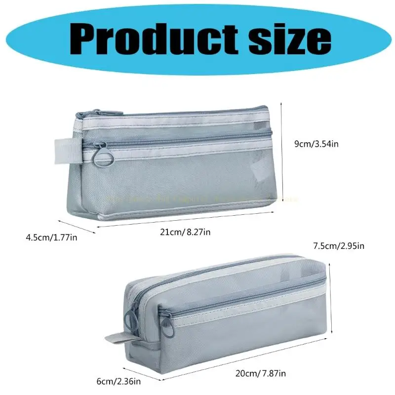 High Capacity Pencil Case Clear Mesh Pen Pouches Marker Organiser Storage Bag