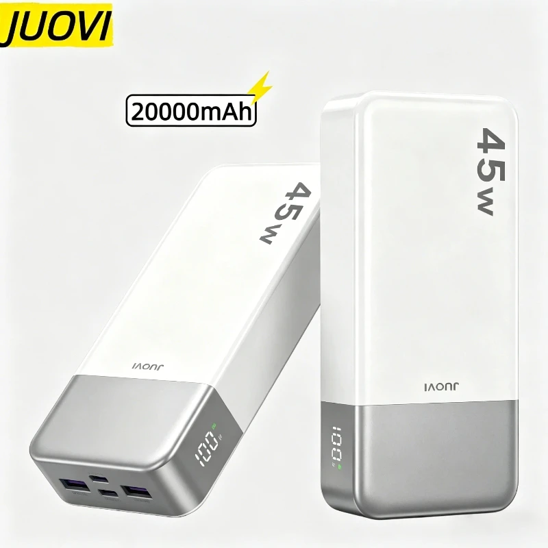

JUOVI Portable Charger 20000mAh 45W Fast Charging PD3.0 QC4.0 Power Bank LED Digital Display External Battery Pack For iPhone17 Laptop Android