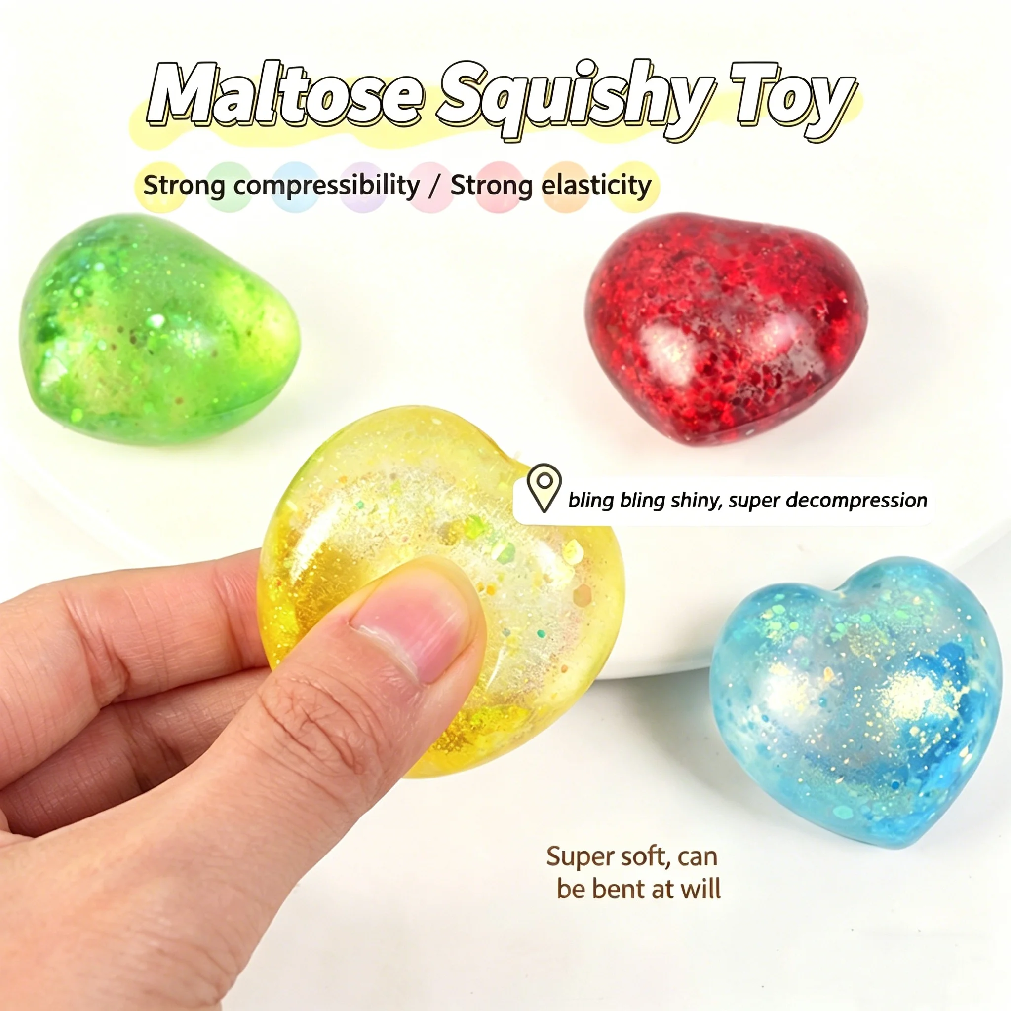 Squishy Fidget Toy 1Pc Color Changing Heart Sequins Love Squeeze Pinch Stress Relief Sens Science Edu Party Favor Gift for Adult
