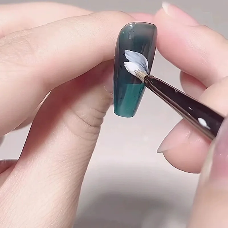 1/2/3 個ラウンド木製ハンドル三角形花びらネイルブラシアクリルネイルアートライナーブラシストライプグリッド花絵画描画ペン