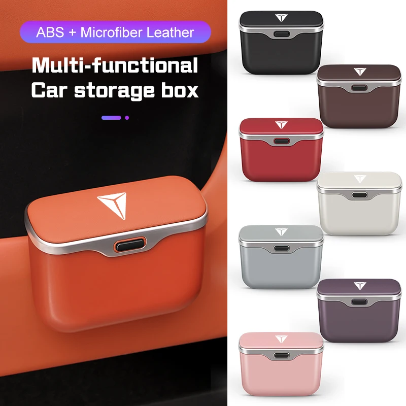 Para changan deepal s05 s07 s7 sl03 s09 g318 lata de lixo do carro porta do carro pendurado caixa armazenamento encosto lixo bin telefone copo organizador