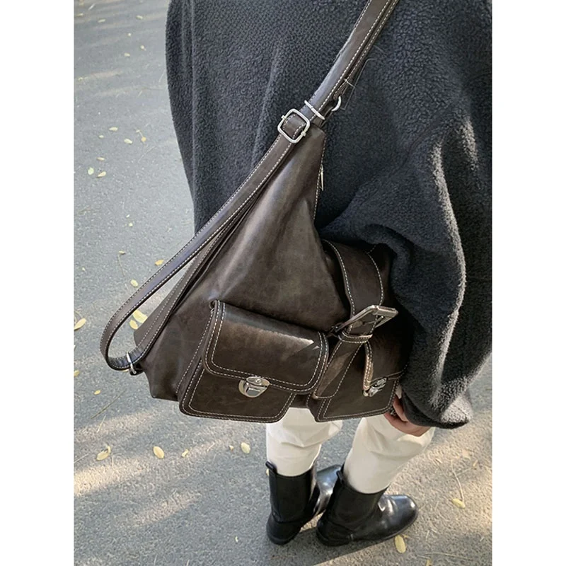

Retro Large Capaci Casual Women's Tote Bag Underarm Bag Fall Winter 2024 New Sle Double oulder Bapa Trendy Leisure