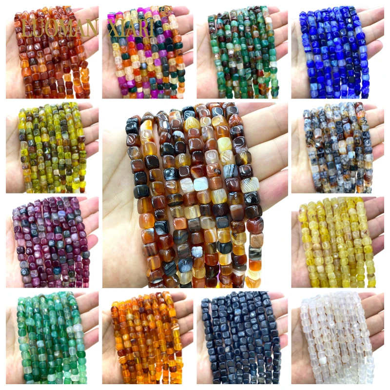 Naturstein 7-8mm Quadrat bunte rote Drachen adern Achate Würfel lose Abstand halter Perlen für Schmuck machen DIY Armband Zubehör