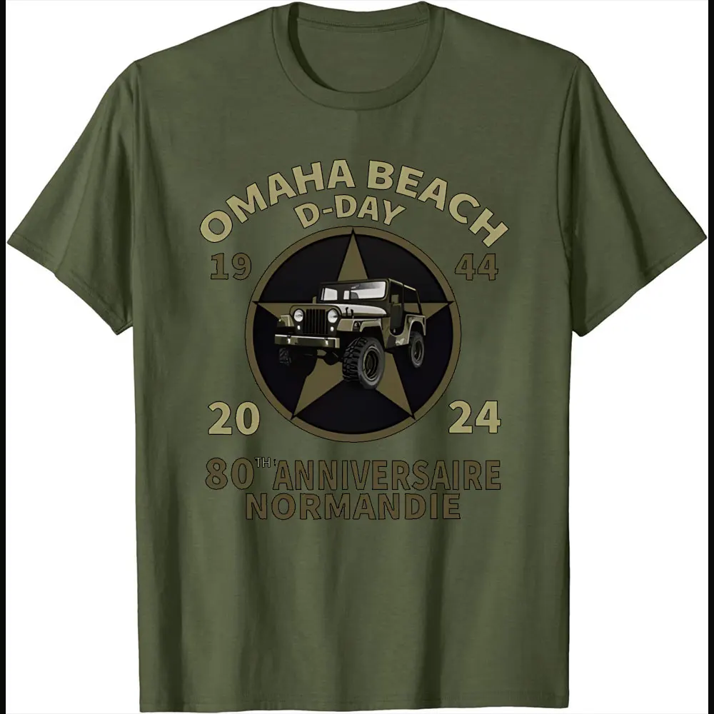 D-Day Shirt Omaha Beach Normandy Landings 80th Anniversary Veteran Retro T-Shirt Gift Remembrance Day WW2 Tee Operation Overlord