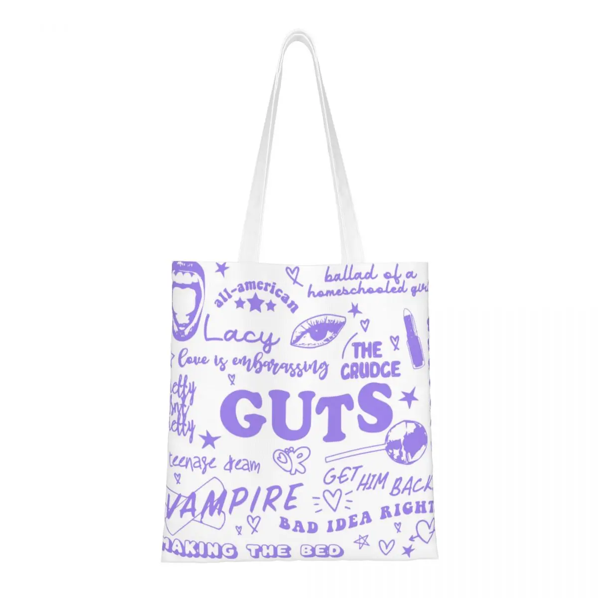 Özel Geri Dönüşüm Olivia Vampir Rodrigos Ekşi Cesaret Alışveriş Çantası Kadın Omuz Kanvas Tote Çanta Dayanıklı Bakkal Alışveriş Çantaları