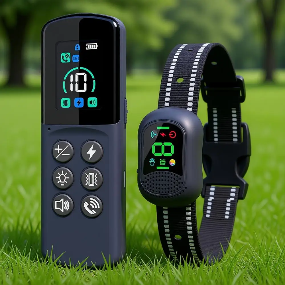 

Dog Shock Collar with Remote Control for Large Medium Small Dogs, IP67 Waterproof Electric Dog Training Collar with 4 Training M