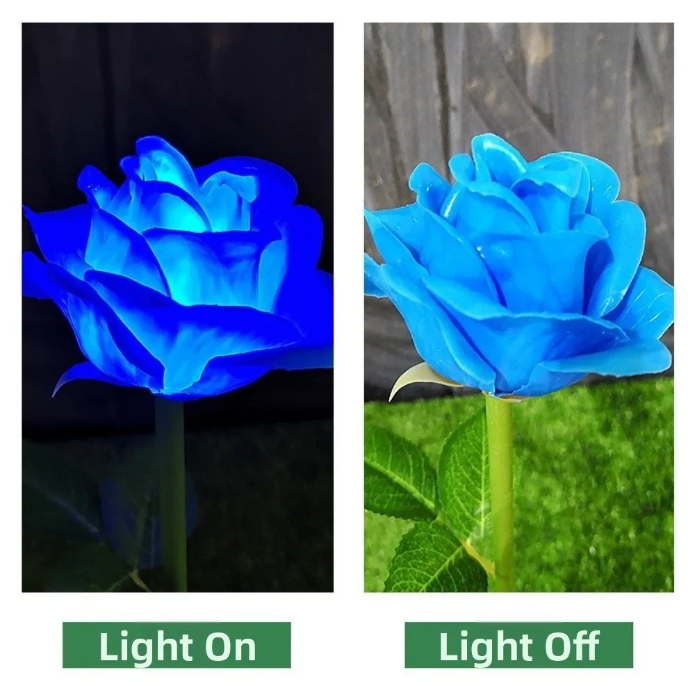 New 1 Head LED Simulated Solar Lights Waterproof 4 Colors Garden Solar Lights Rose Flower Lawn Lamp for Yard Patio Garden Decor