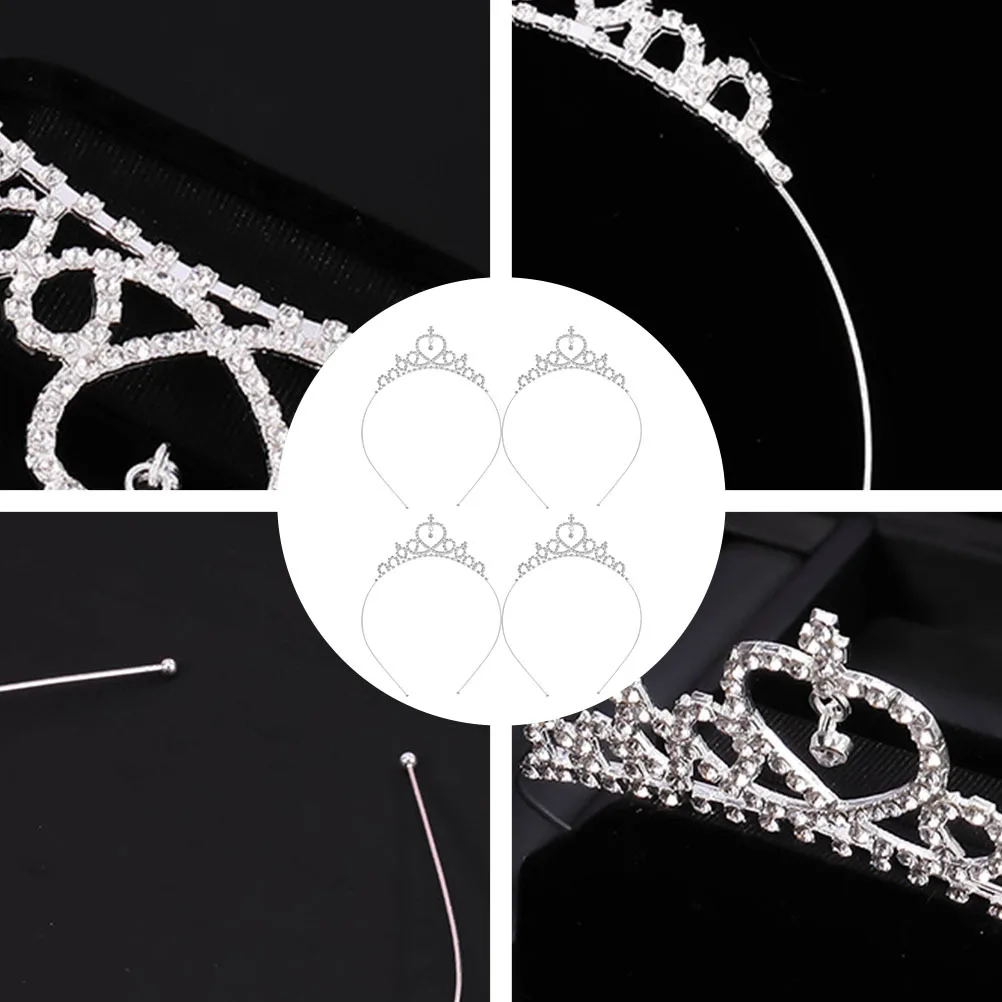 

4Pcs Princess Crown Hairbands Elegant Bridal Wedding Rhinestone Headdress Hoops for Women Special Occasion