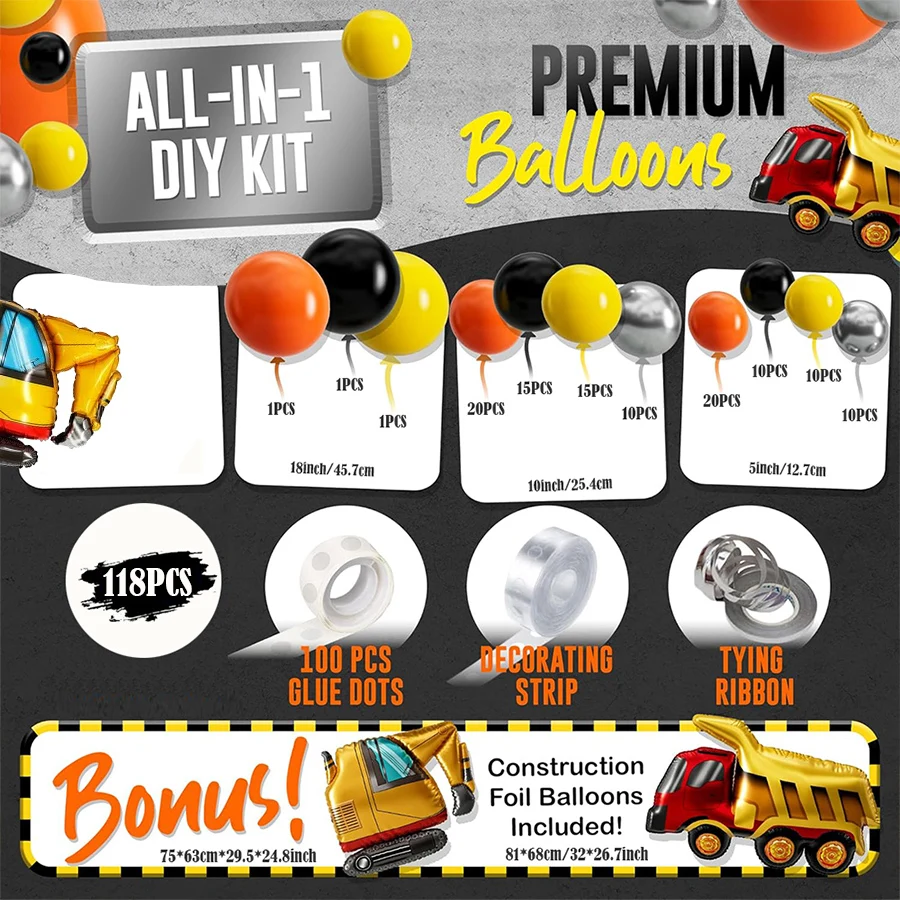 Construction Balloon Arch Kit  - Heavy Equipment Birthday Theme ulasan dan harga