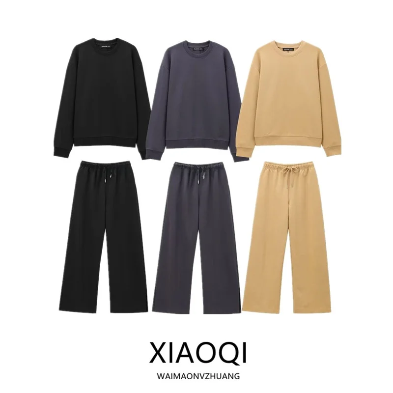 

Double-Sided Fabric Long Sleeve Comfortable round Neck Sweatshirt Women's Loose Fit Autumn Winter New Arrival Casual Sportswear