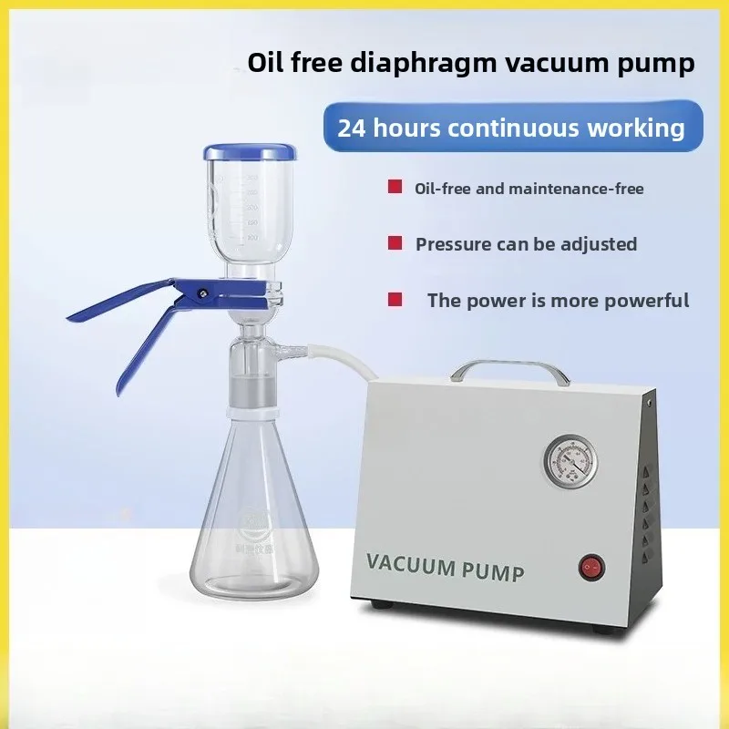 Mini Oil-Free Diaphragm Vacuum Pump, Adjustable Positive Negative Pressure, Lab Filtration Micro Air Suction Pump