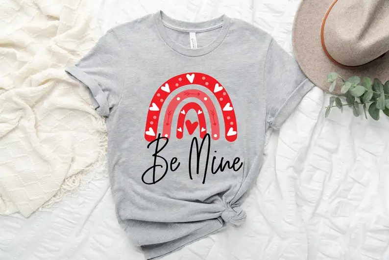 Be Mine Valentines Day T-Shirt Valentines Day Women Short Sleeve Top Tees O Neck 100% Cotton harajuku Streetwear Drop Shipping