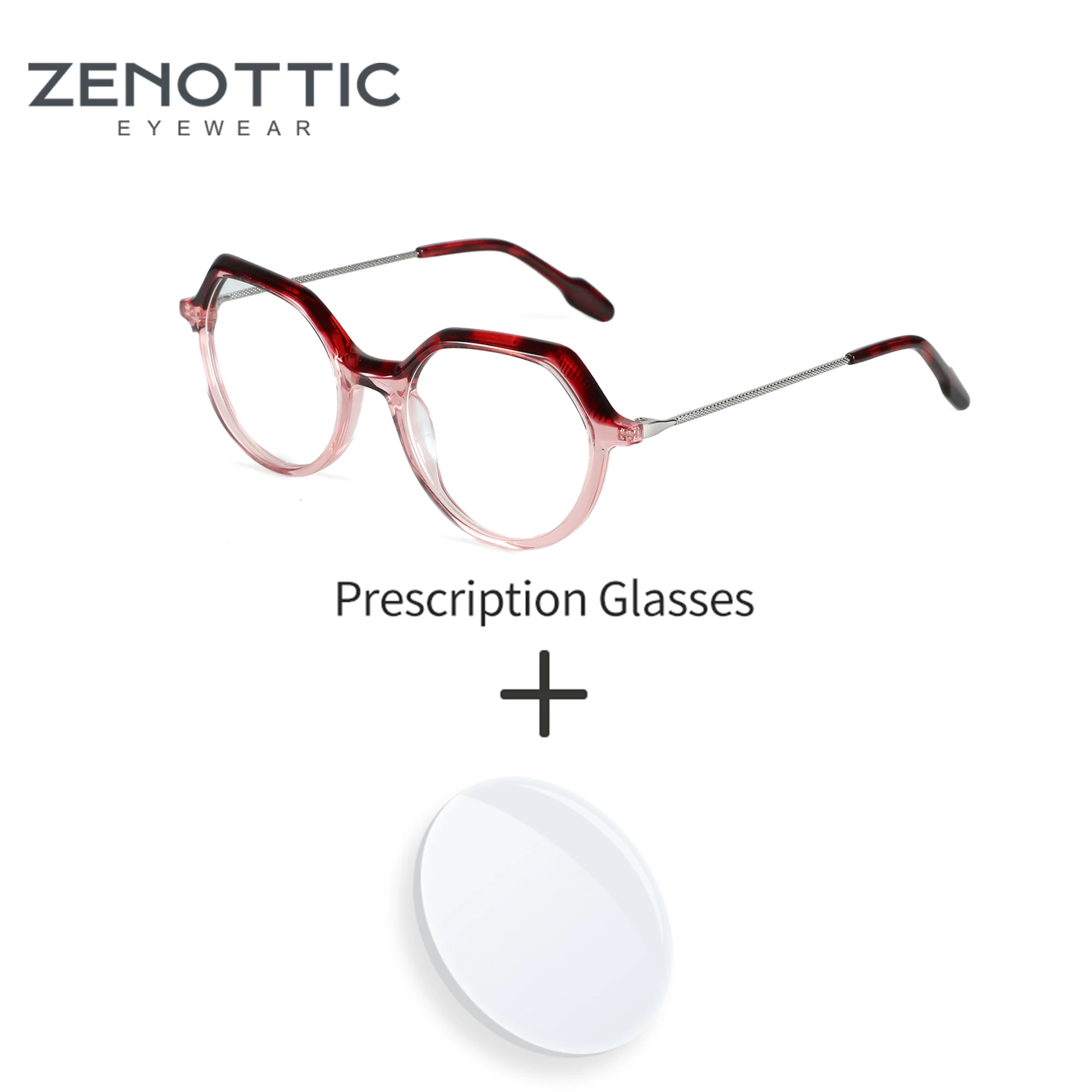 ZENOTTIC Fashion Ultralight Metal Prescription Glasses for Famale Trend Myopia Eyewear Original Optical Eyeglasses 1974