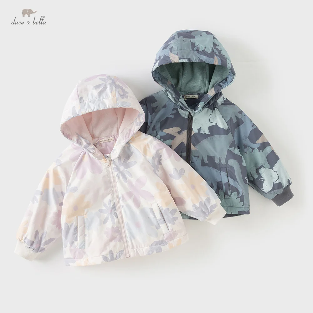 

Детское пальто Dave Bella, осенне-зимнее плюшевое мягкое пальто для девочек и мальчиков, детская водонепроницаемая спортивная толстовка с капюшоном, детская одежда DB4254600