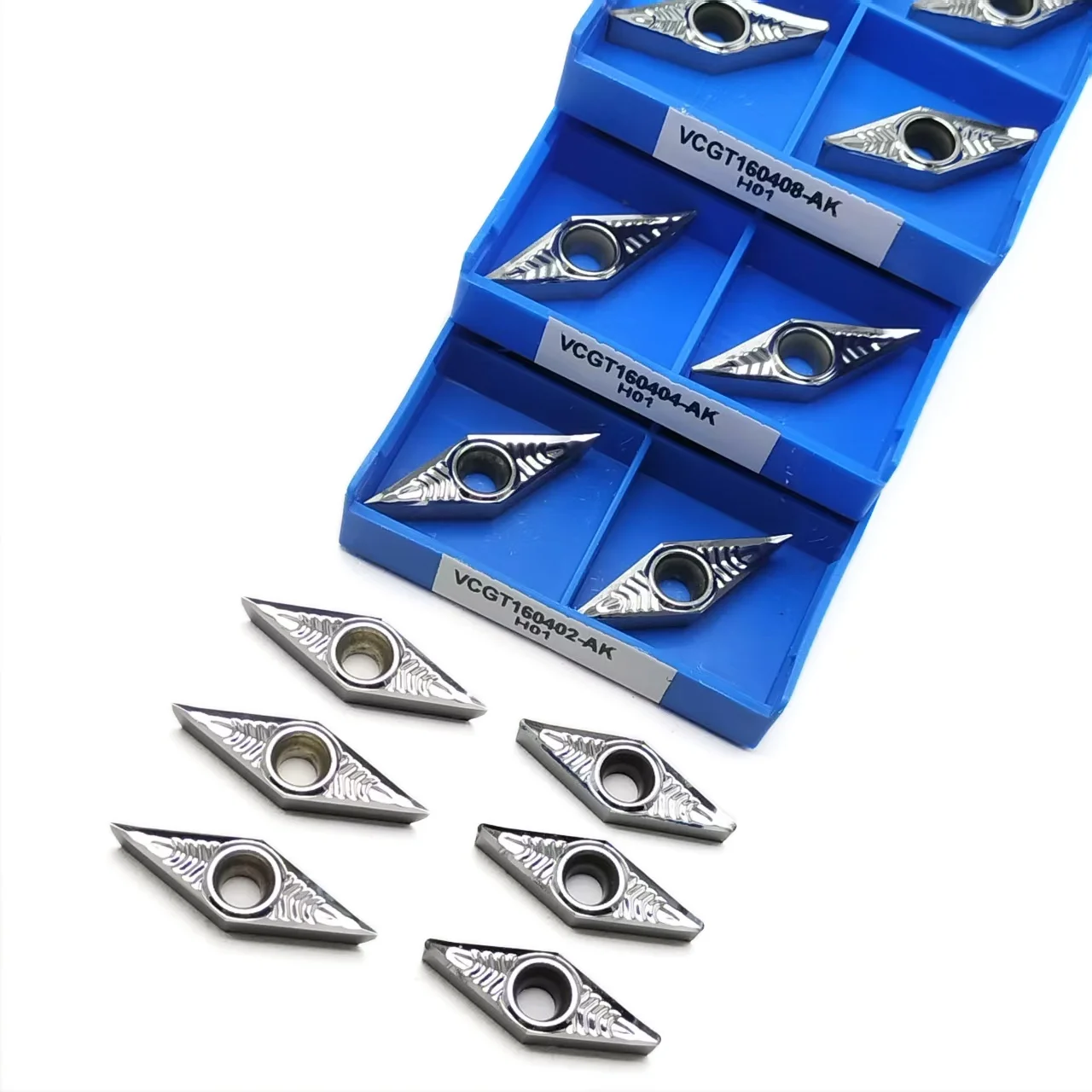 VCGT Rhombus Carbide Turning Inserts AK H01 VCGT02 04 08 CNC Lathe Blades For Aluminum Copper Machining