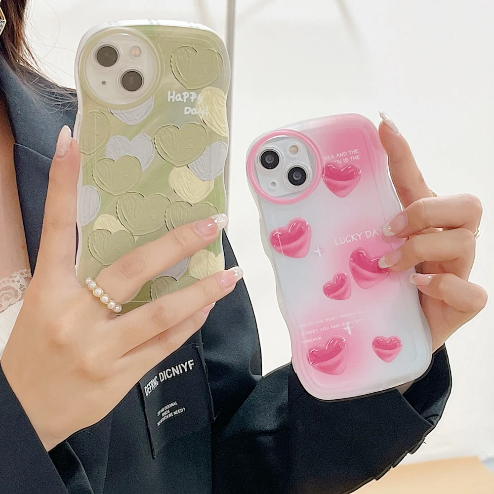 Oil Painting Heart Phone Case For iPhone 15 14 Pro Max Bumper 11 12 13 Pro 15 14 7 8 Plus X XS XR XS Max Shockproof Case Funda