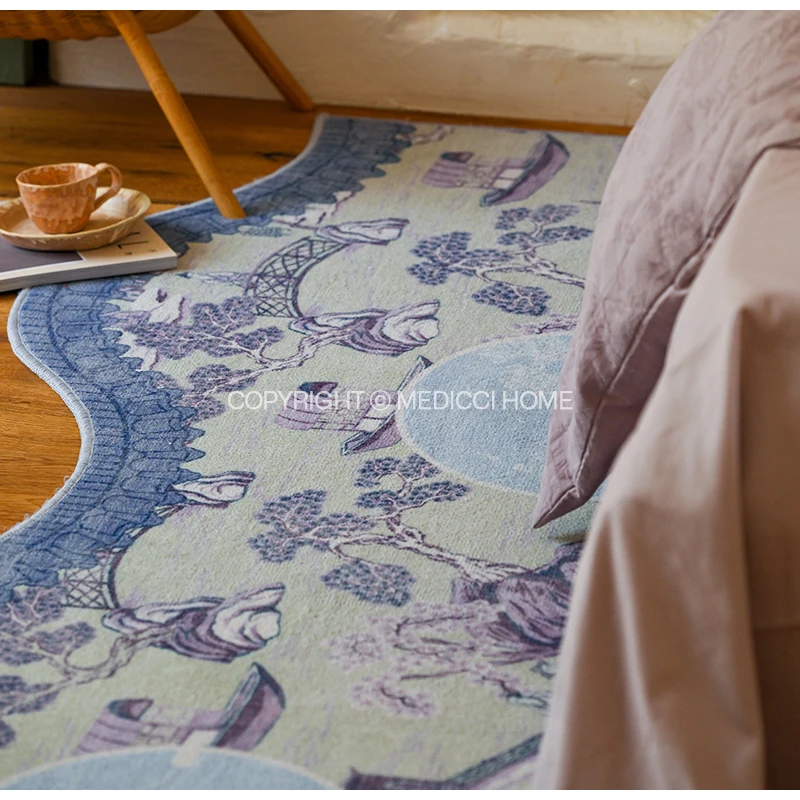 Medicci Home Easten Beautiful Handmade Designer Area Rug Chinoiserie Motif Landscape Luxury Carpet Mat For Living Room Bedroom