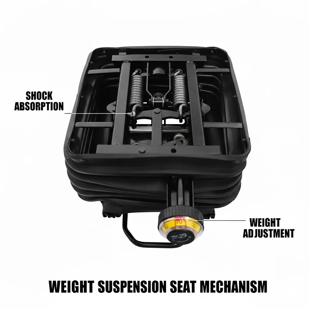 

Регулируемое основание амортизатора сиденья с ручным управлением и пылезащитным чехлом. Прочная подвеска для грузовика, трактора, строительной техники.