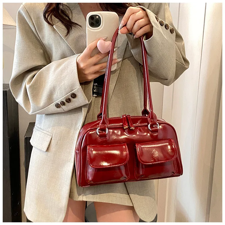 

Сумка на плечо из искусственной кожи, большая вместительная сумка для подмышек, женская сумка Boston, повседневные сумки для поездок на работу