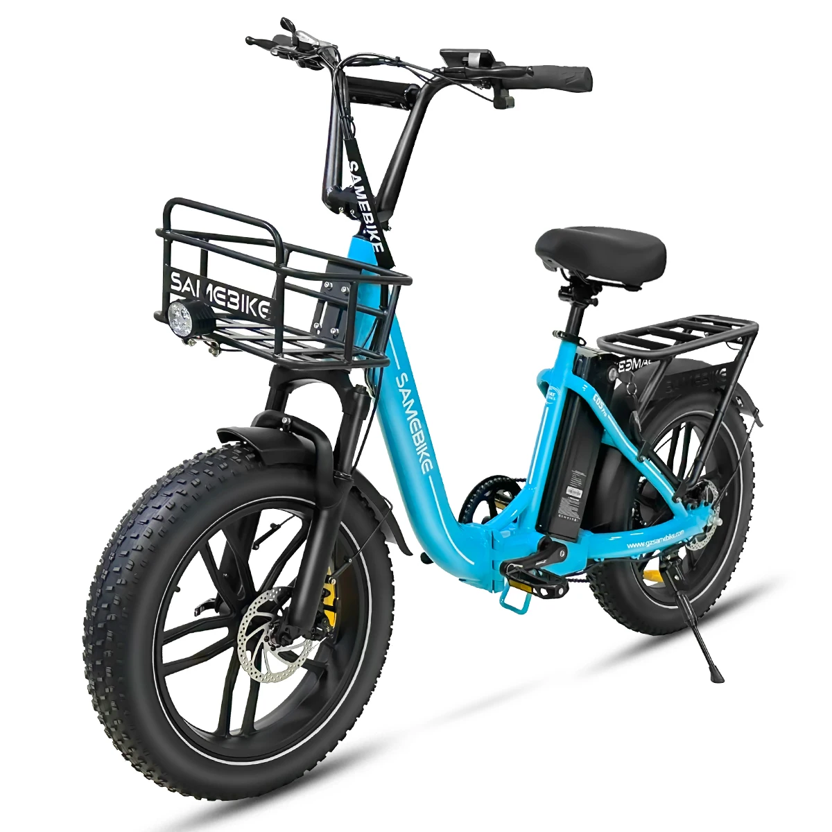 Elektrofahrrad SAMEBIKE C05 Pro 20" Aluminium Klappbarer Fatbike-Rahmen, 36V/13Ah Li-Akku, 7-Gang-Schaltwerk, LCD-Display, Gashebel/PAS, 20"*4.0" Leuchtende Fat-Reifen, Vorderradaufhängung, 160mm