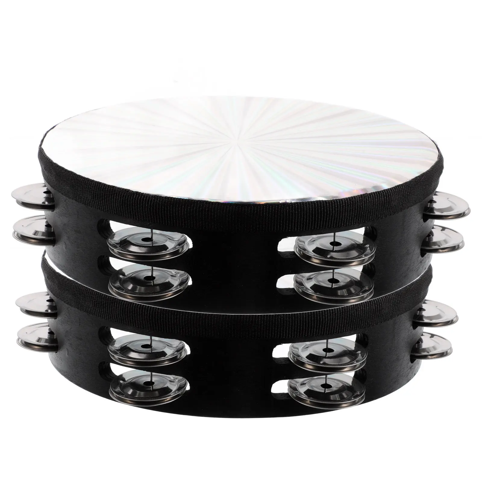 2Pcs Tambourine Drums For Party Favors Music Teacher Double Row Jingle Handheld Ideal Size Crisp Sound Percussion