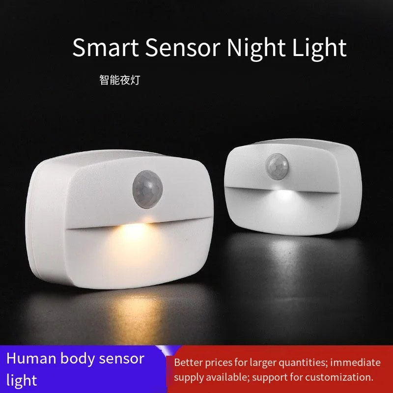 Led Night Light With Motion Sensor AAA Battery box Socket Pir Human Induction Lamp Plug In Wall For Bedroom Hallway