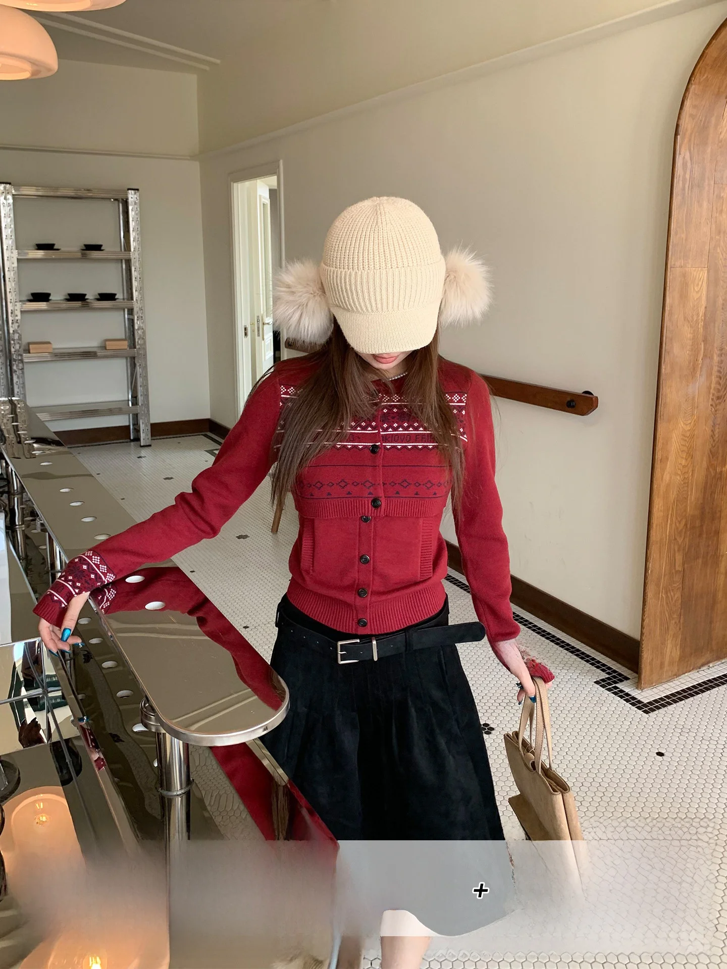 

Женский вязаный костюм-двойка Orange Tree: облегающий свитер и кардиган в винтажном стиле, длинный рукав