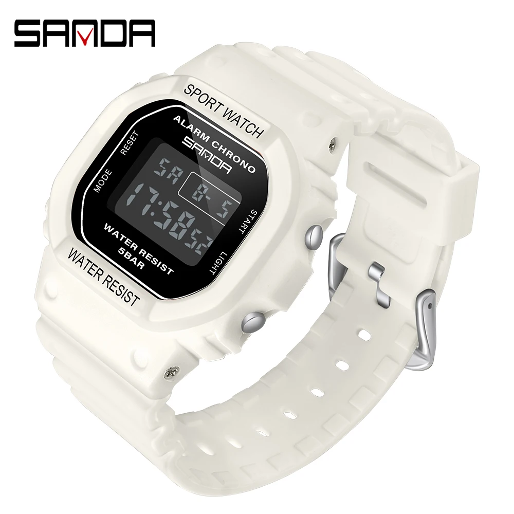 SANDA Fashion Simple Sport Watch Women Casual Military Watches Alarm Clock Resistant Waterproof Digital Watches Female 293