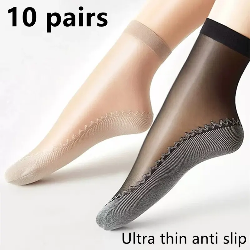 10 Paar Dames Anti-Slip Katoenen Sokken, Zweet Absorberende Anti-Slip Katoenen Bodem Stretch Sokken