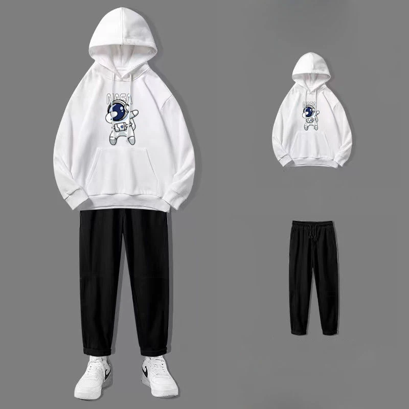 Cartoon Astronaut Print Loose Hoodie Casual Pants Two-piece Set Female Student Sports Suit Tracksuit Running Suit