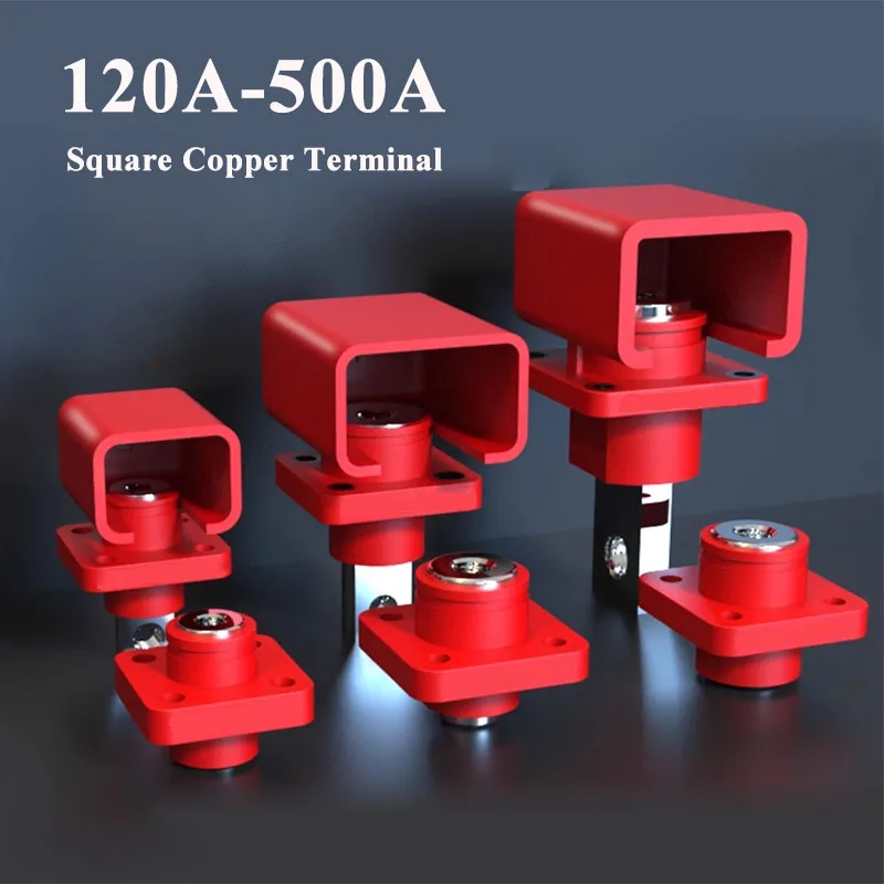 500A Square Copper Lithium Battery Terminal Energy Storage Connector 120/200/300A Wall Penetrating Screw Type Terminals Block