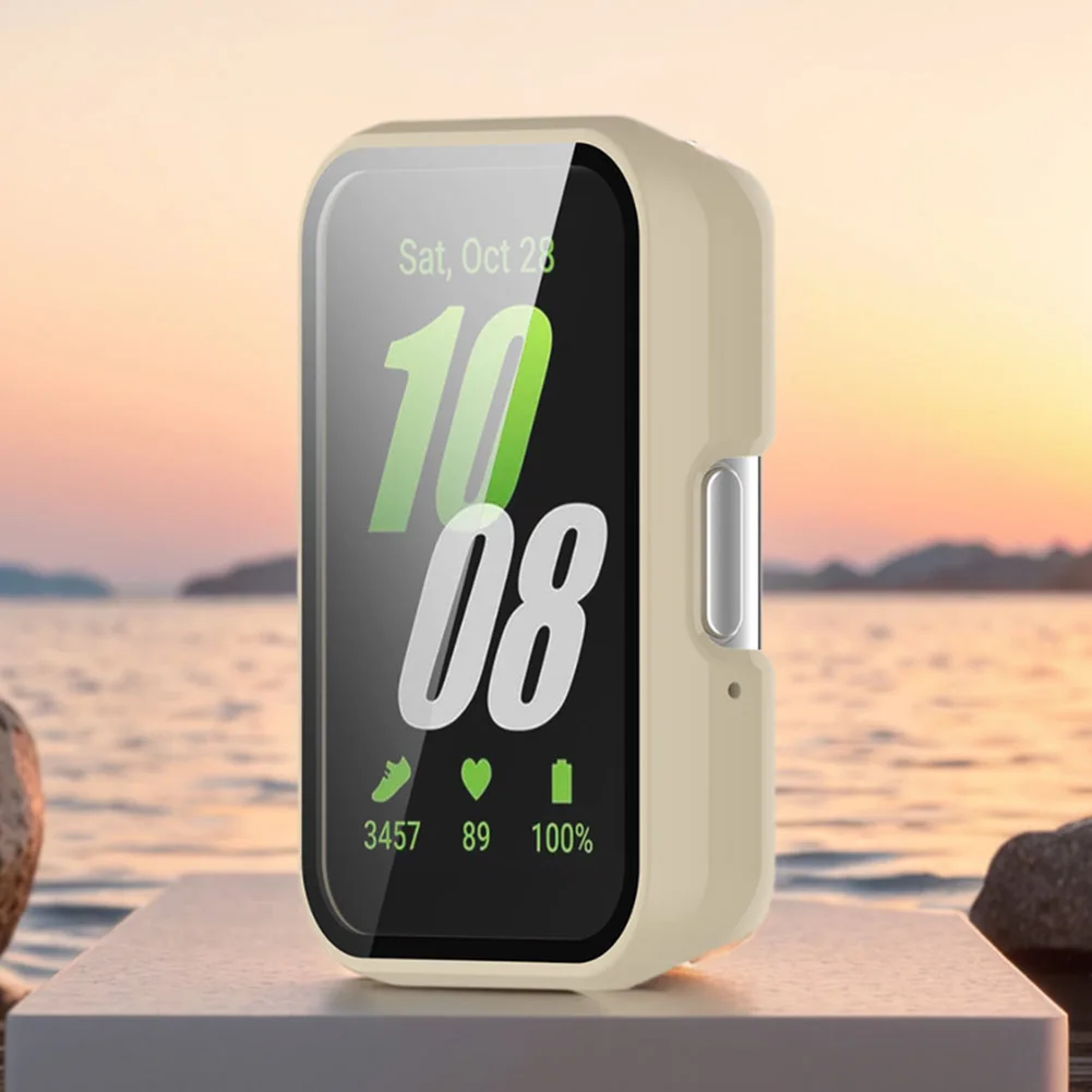 PC Watch Case Full Coverage Tempered Film Frame with Tempered Glass Anti-Fall Anti-Scratch for Samsung Galaxy Fit 3