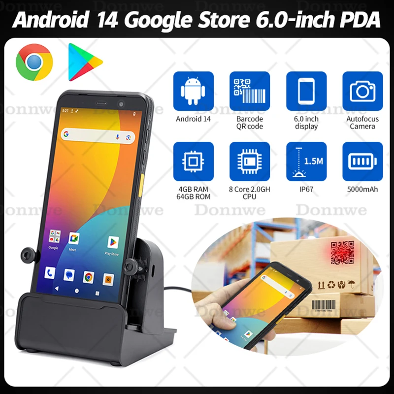 Barcode Terminal Google PDA 8 core 6.0inchesTouchScreen Android14  Handheld Barcode Scanner 1d/2d  Terminal  with WIFI 4G TC60