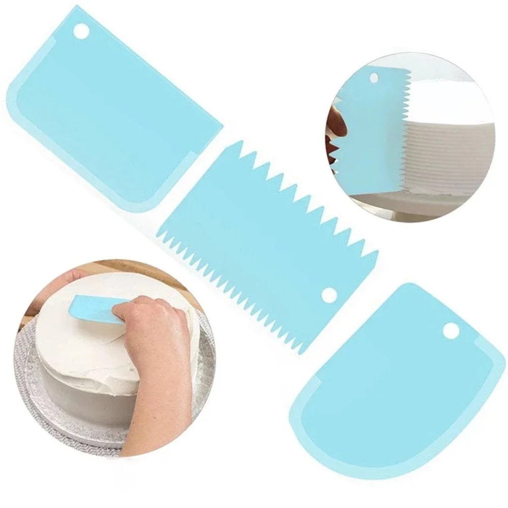 3PCS/Lot Cream Scraper Smoother DIY Cake Decorating  Fondant Pastry Cutters Molds Kitchen Scrapers  Baking Spatulas Tools