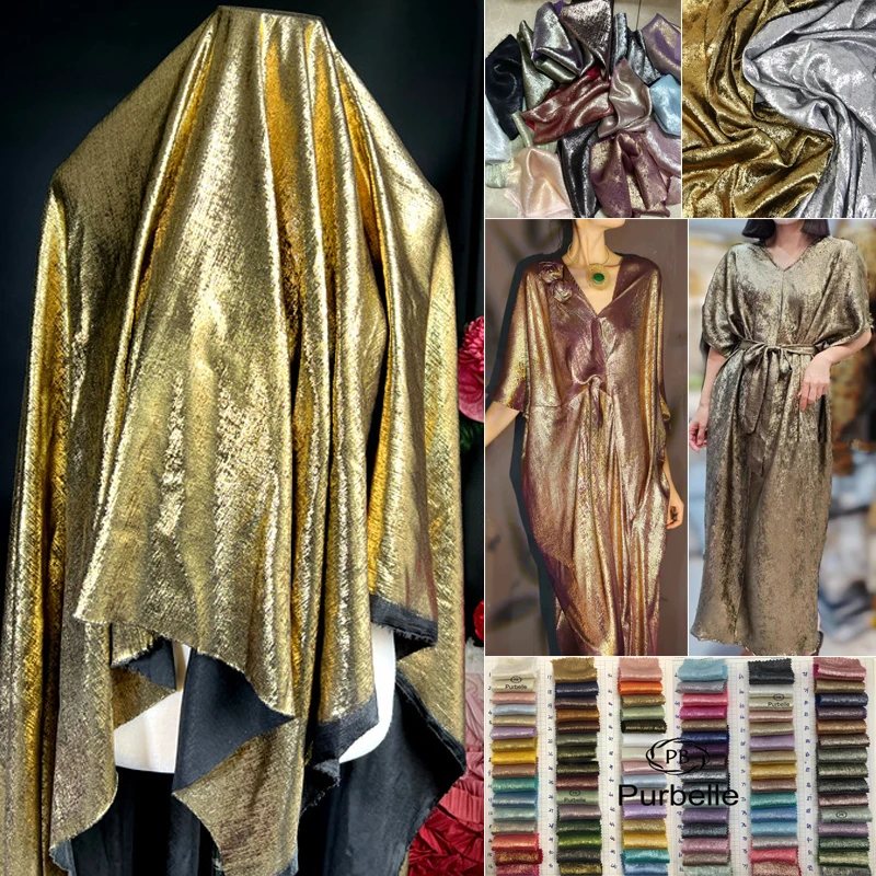 Silver Bronzing Chiffon Fabric Upgrade Smooth Flowy Material for Dresses Scarves Curtains Saree Wedding Decor Backdrops