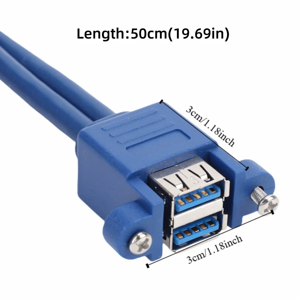 Practical 20P USB 3.0 Extension Cable 50cm Dual Ports Motherboard Extension Cable Panel Cable Computer Assembly