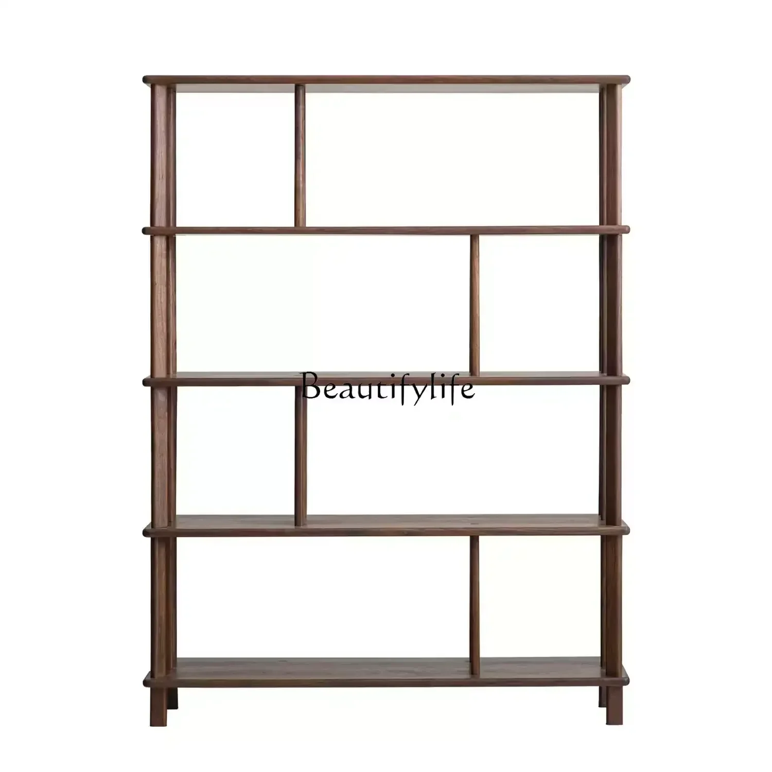 

FGNorth American black walnut bookshelf solid wood multi-layer shelf display partition Nordic simplicity