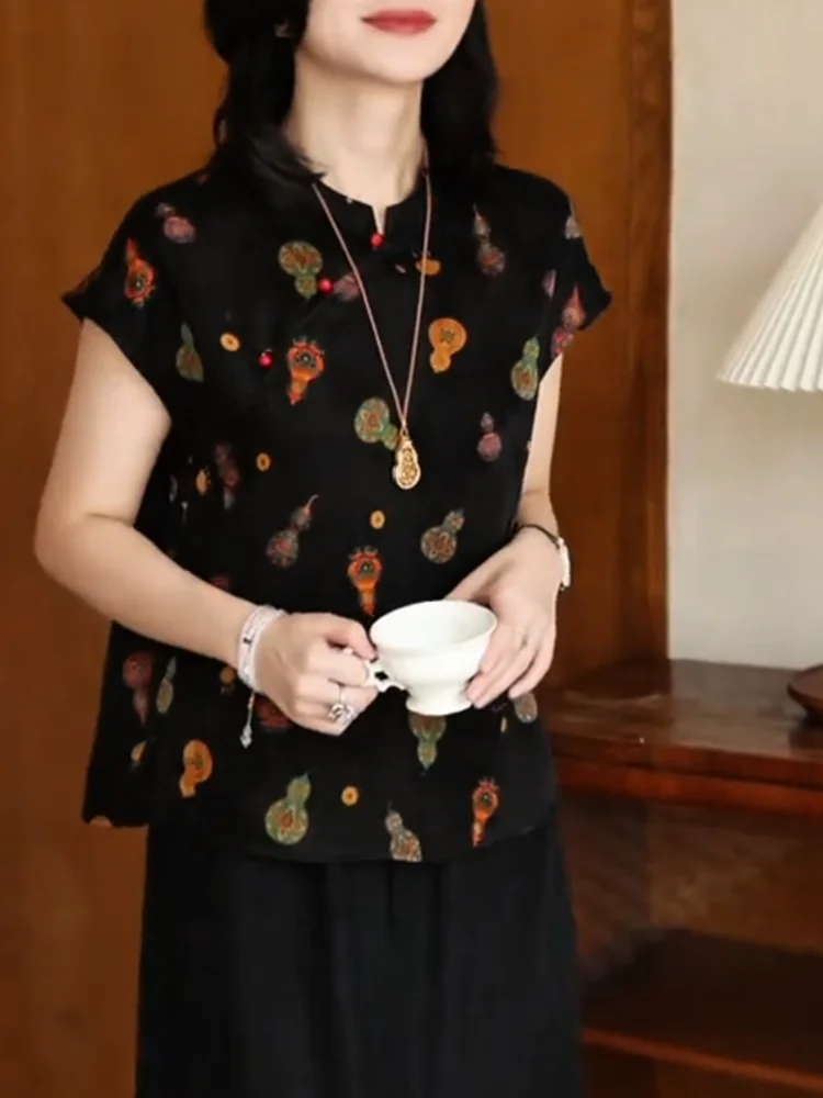 Ele Top adelgazante con estampado Floral nuevo chino Sle verano Faionable de talla grande para mujer irt Casual cómodo ajuste suelto