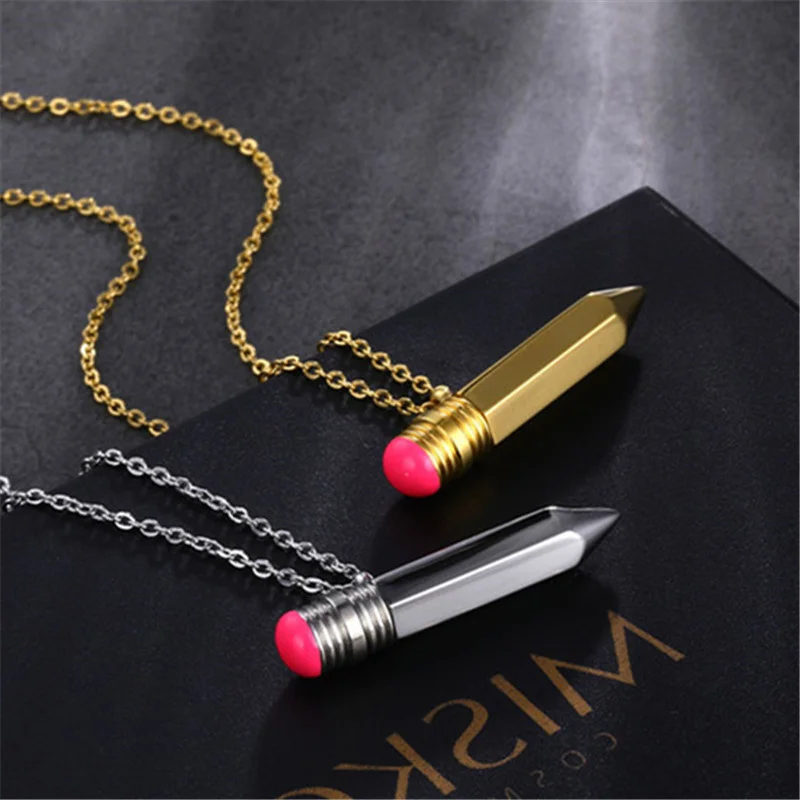 XIALUOKE Personality Metal Hollow Tube Pencil Pendant Necklace For Women European American Style Choker Necklace Jewelry