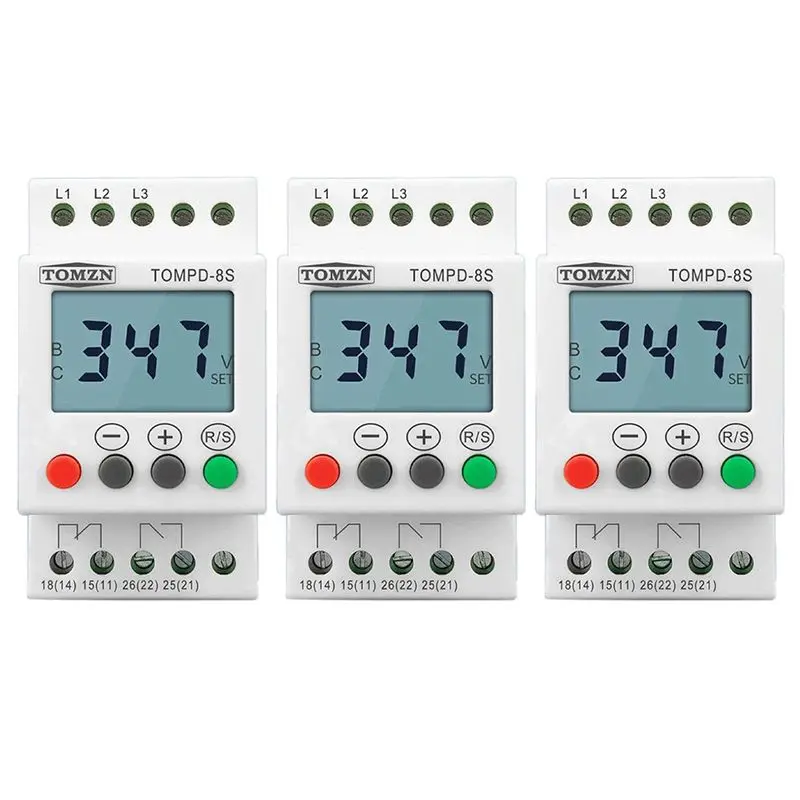 ABWZ-3X 3 Phase Din Rail Adjustable Under Over Voltage Protector Voltage Monitoring Sequence Protection Relay