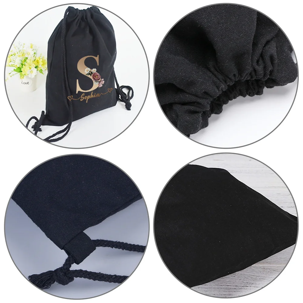 Customized 26 Letter Printed Drawstring Bag for Men and Women Beach Sports Travel Backpack Portable Miscellaneous Bag