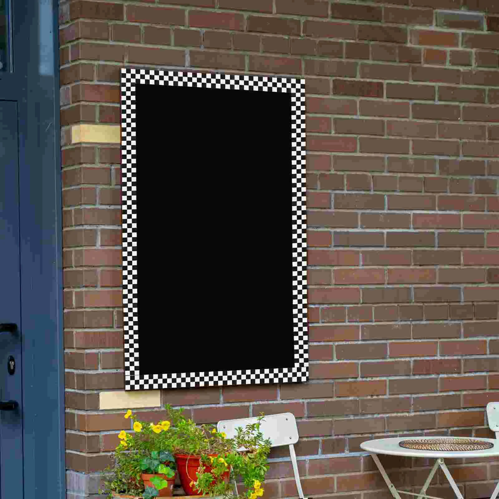 Chalkboard Paper Border Bathroom Wall Stickers Autumn Decoration for Kitchen Checkered