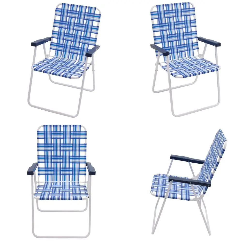 

16 высоких стульев для отдыха на газоне с тканевой обивкой, сине-белые