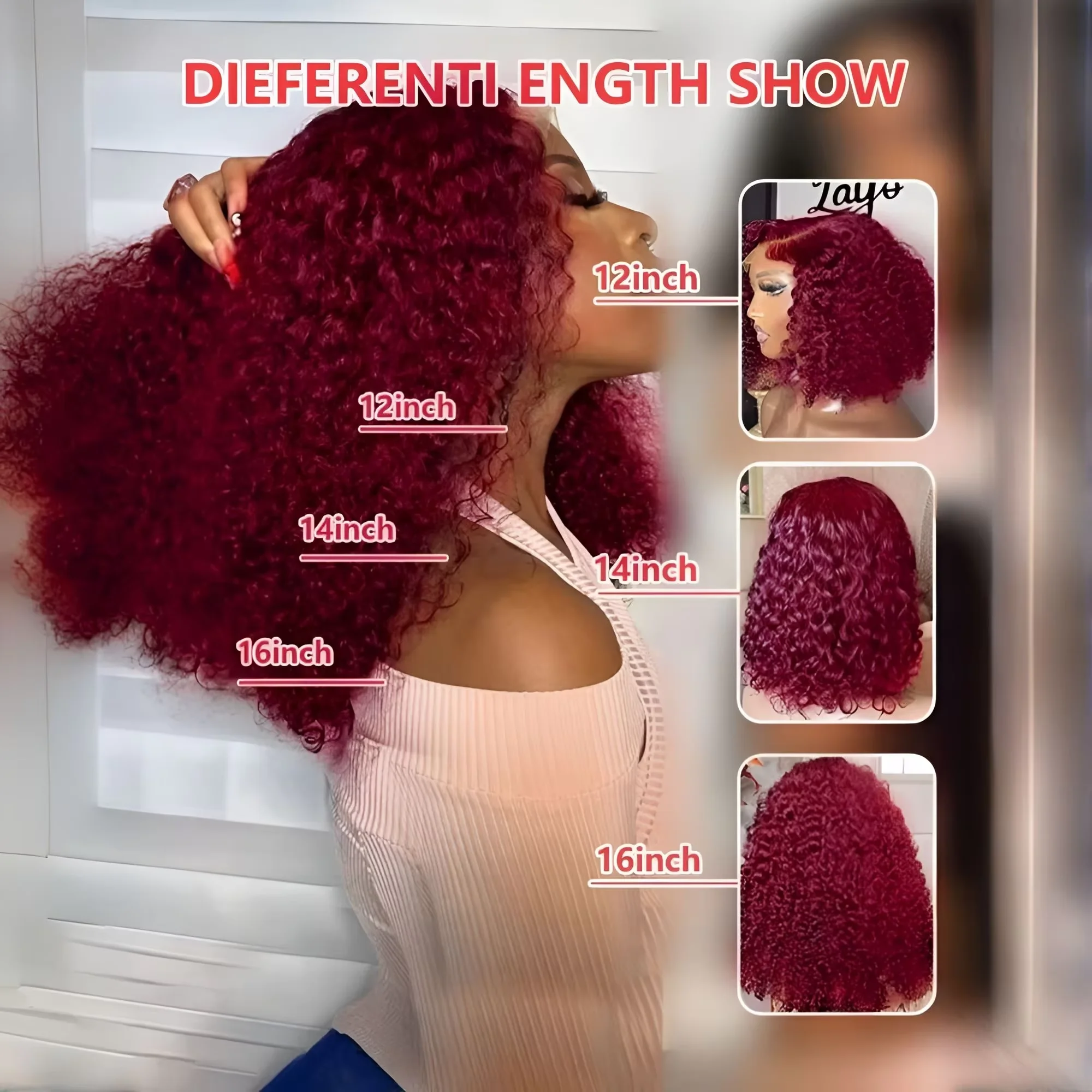 250%高密度ショートボブバーガンディ13x4 HDレースフロント人毛ウィッグ99Jレッドディープウェーブブラジリアンカーリーグルーレスレースフロントウィッグ