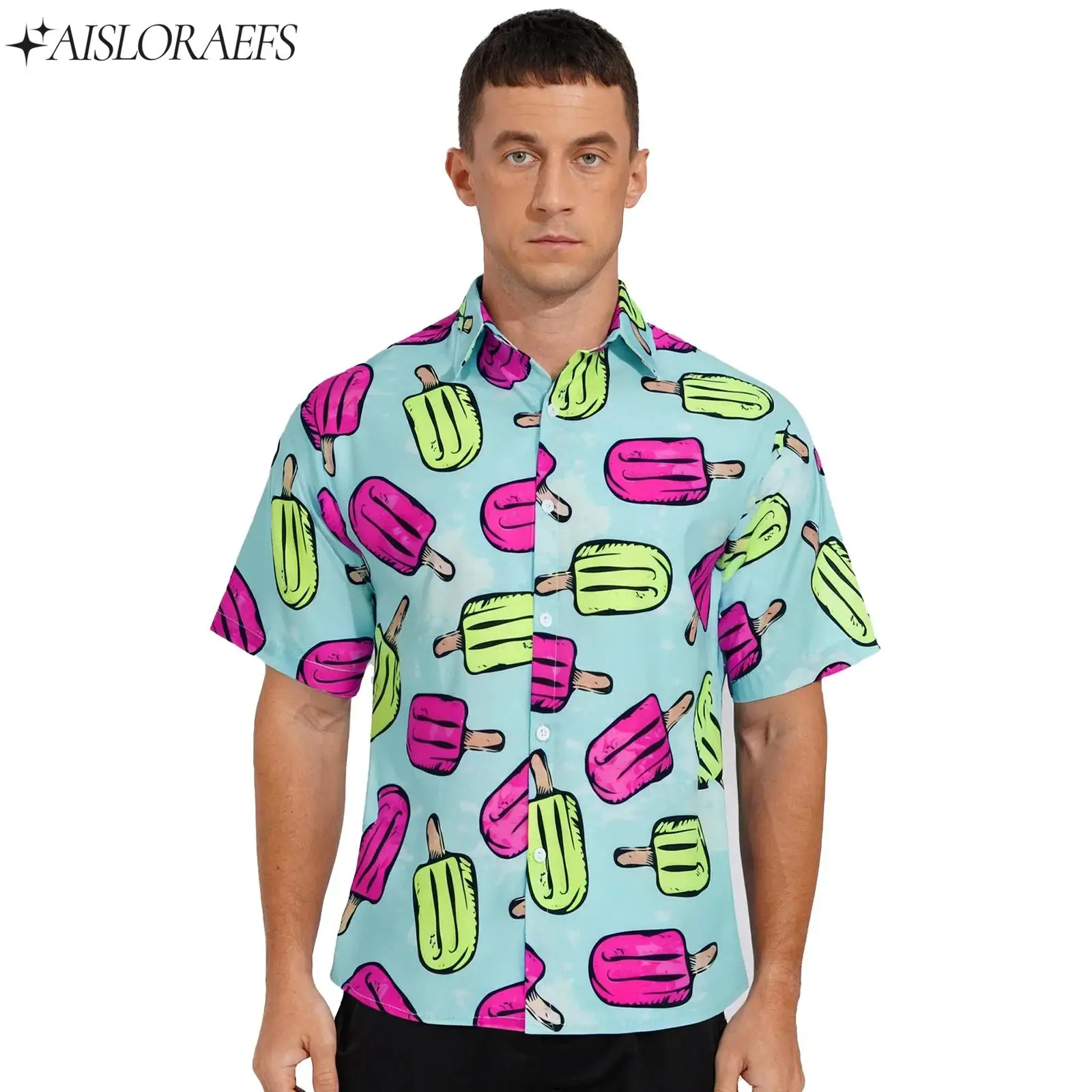 

Mens 3D Print Summer Retro Shirts Short Sleeves Buttons Casual Shirt Pool Beach Shirt Hawaii Aloha Shirt Holiday Fashion Shirts